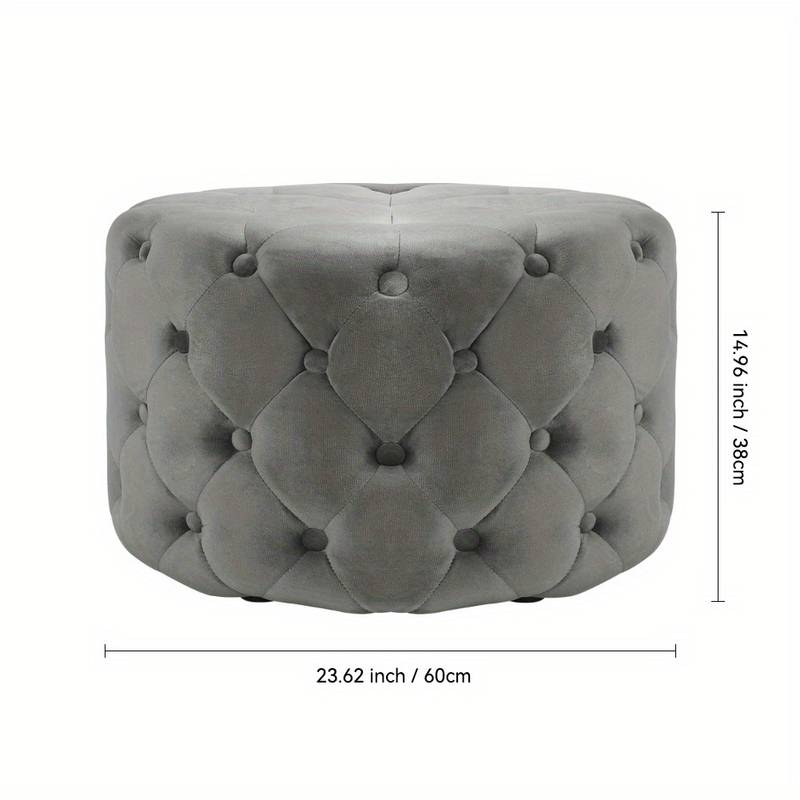 Chesterfield Coffee Table Buttoned Ottoman Footstool Velvet Stool (Grey, 60x 60 x 38cm)