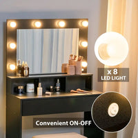 Dressing Table Vanity Table Set Large Makeup Dressing Desk w/ Lighted Mirror Storage Stool