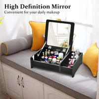 Dresser w/ Flip-Top Mirror Table top Contemporary Storage Box Makeup Laptop Black