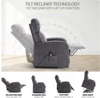 Sofa Dom Electric Recliner Armchair - Dark Grey. Riser And Recliner Chairs, Bonded Leather