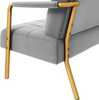 Sofa 2 Seater Modern Sofa Velvet Fabric Loveseat with Gold-tone Metal Arms and Legs for Bedroom