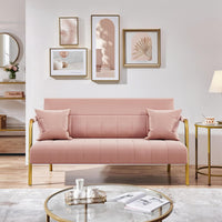 Sofa 2 Seater Modern Sofa Velvet Fabric Loveseat with Gold-tone Metal Arms and Legs for Bedroom