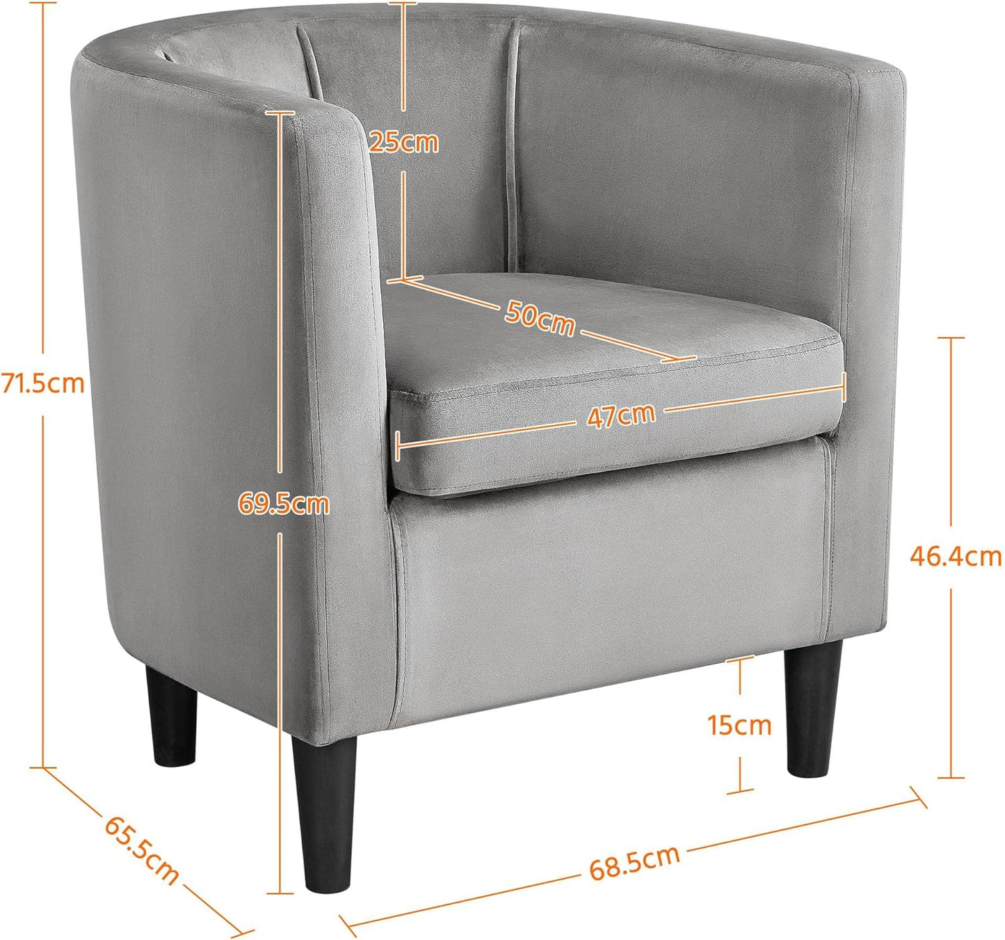 Sofa Velvet Tub Chair, Modern Upholstered Armchair, Accent Club Sofa Chair, Barrel Corner chair