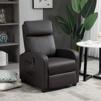 Sofa Recliner Armchair, Massage Faux Leather Push Back Reclining Chair with Adjustable Leg Rest