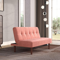 Sofa Bed Pink 2 Seater Occasional Sofa Hold Max Weight to 300KG, Linen Fabric Single Corner Sofa