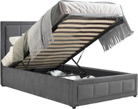 Ottoman Bed Velvet Grey Ottoman Storage Bed With Gas Lift End Opening