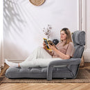 SofaFolding Sofa Bed, 6 Positions Adjustable Lazy Floor Sofa Chair Bed with Armrests and 8-Angle Footrest