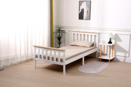 Wooden Frame Beds Premium Improved & Stronger Design Solid Pine White