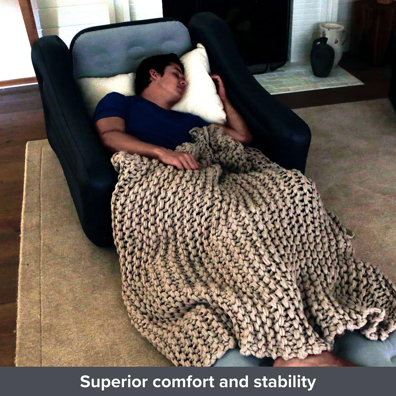 Sofa AIR Inflatable Chair Bed with Electric Pump - Converts into a Single Bed Mattress