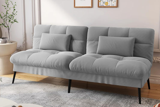 Sofa Fabric Sofa Bed 3 Seater Upgraded Frame 5-Gear Back Angle Adjustable Futon Sofa