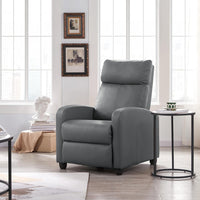 Sofa Modern Gray PU Leather Recliner Adjustable Soft Upholstered Single Sofa