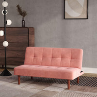 Sofa Bed Pink 2 Seater Occasional Sofa Hold Max Weight to 300KG, Linen Fabric Single Corner Sofa