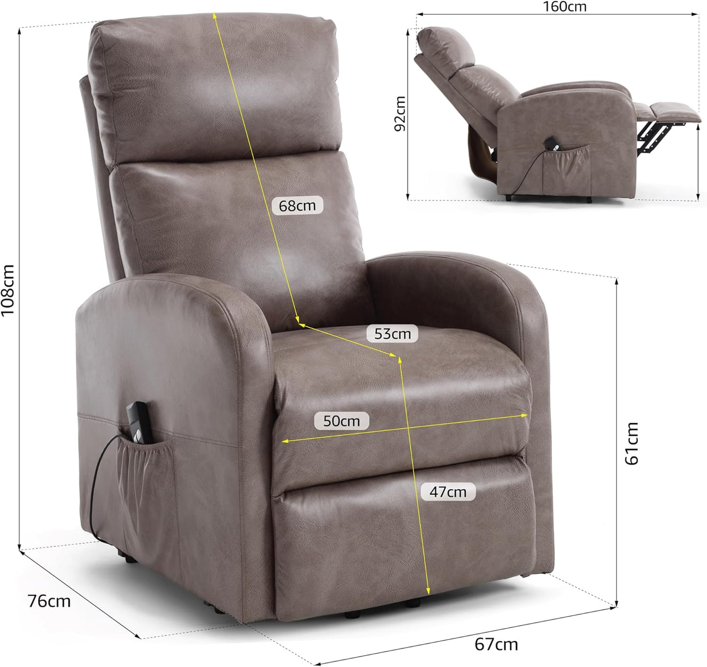 Sofa Dom Electric Recliner Armchair - Grey. Riser And Recliner Chairs