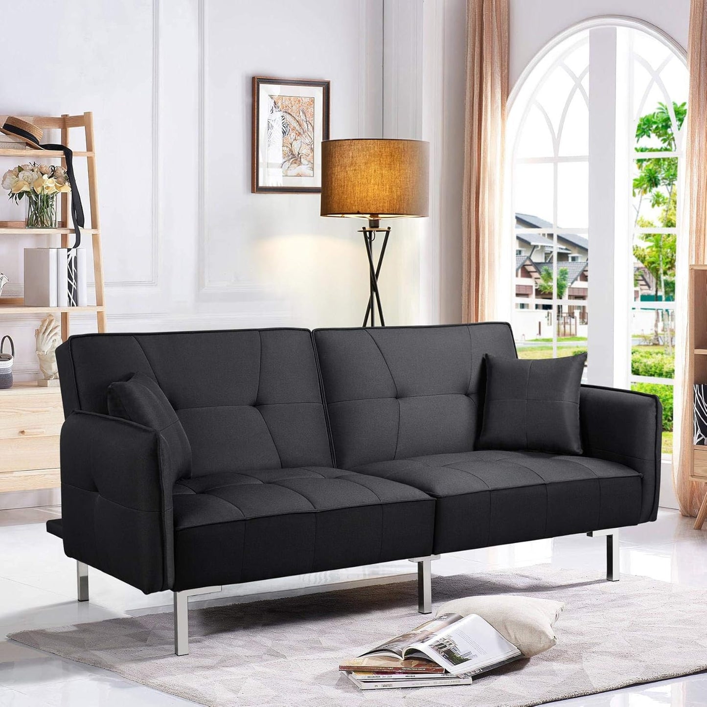 Sofa Bed 3 Seater Sofa Click Clack Sofa Bed Recliner Couch with Adjustable Backrest Modern Fabric Sofas