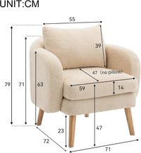 Sofa, Single Armchair, Accent Chair for Living Room Bedroom Office, Tub Chair