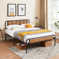 Metal Kids Double Bed Wooden Headboard & Footboard, Under bed Storage