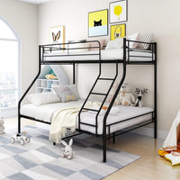 Bunk Bed Single Over Double Bunk Bed Frames with Ladder Storage