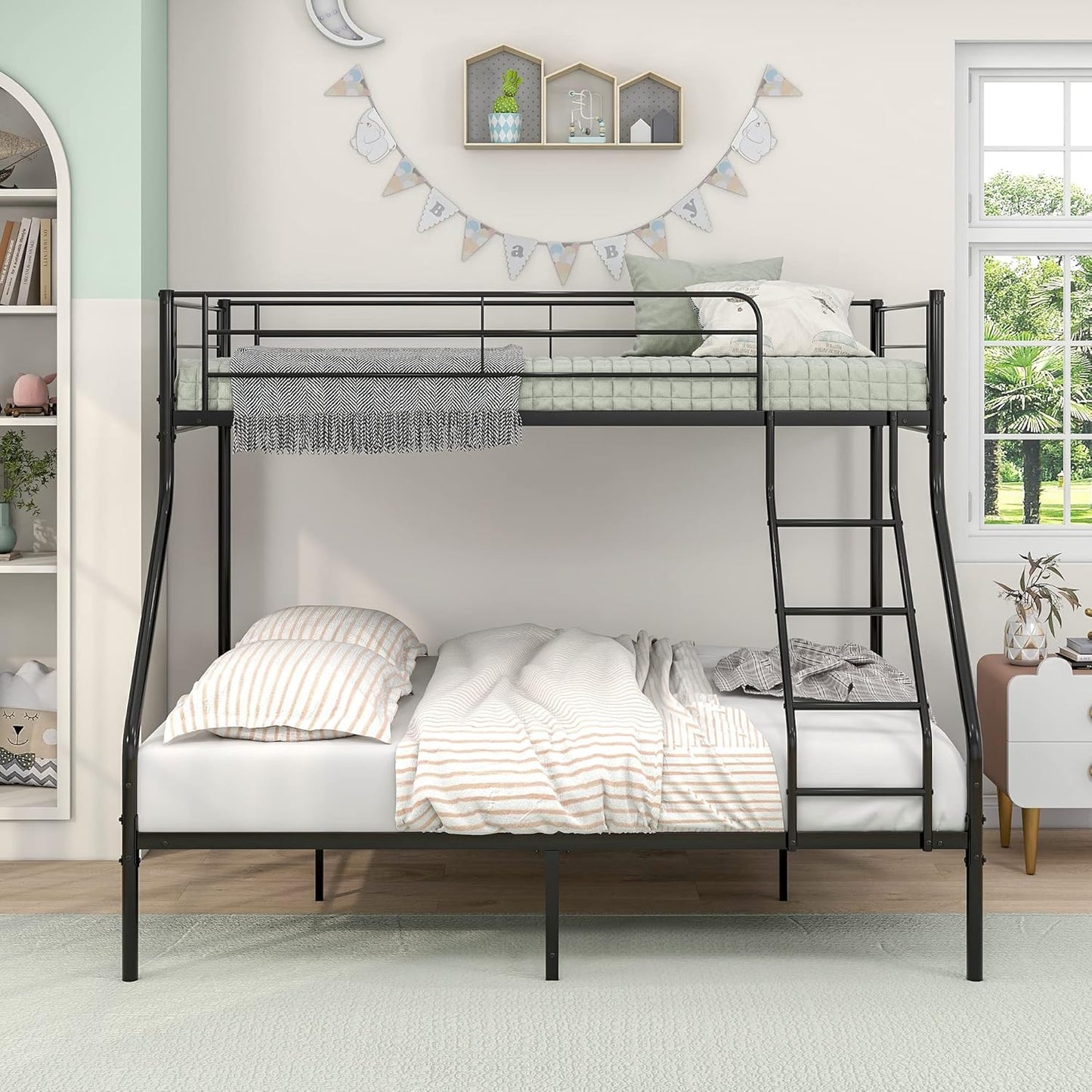 Bunk Bed Frame 3ft Single Over Small Double with Ladder Heavy Duty Metal