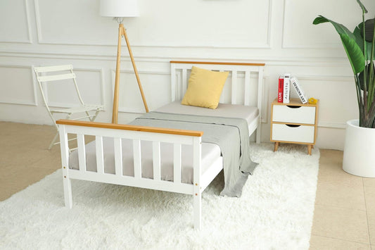 Wooden Frame Bed contrast- Single Double King Slatted Adults & Kids