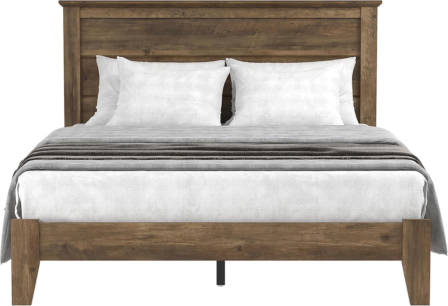 Wooden Double Bed - Stylish Wooden Bedframe with Headboard