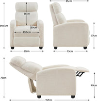 Sofa Recliner Chair Small Recliner Armchair Adjustable Single Chair Boucle Fabric Recliner