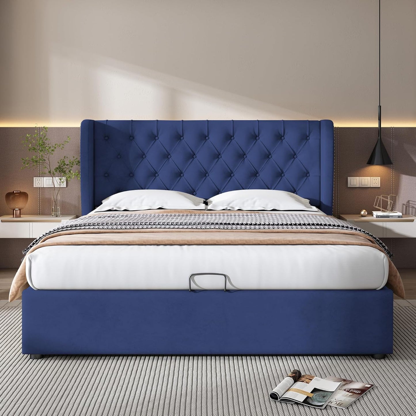 Ottoman Bed Upholstered Bed with Hydraulic Storage, Lift Up