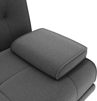 Sofa Modern Dark Gray Fabric Sofa Bed with 2 Cup Holders & Removable Pillow Fireproof