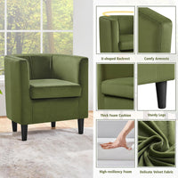 Sofa Velvet Tub Chair, Modern Upholstered Armchair, Accent Club Sofa Chair, Barrel Corner chair