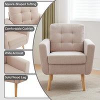 Sofa, Single Armchair, Linen Accent Chair, Tub Chair with Tufted Back, Upholstered