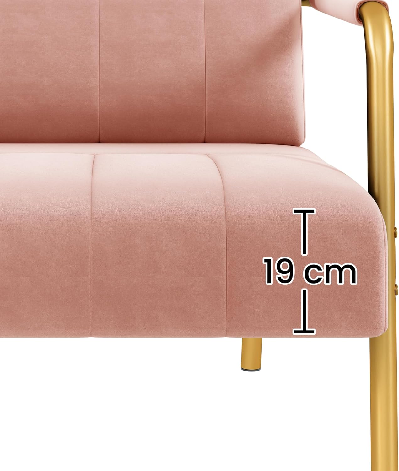 Sofa 2 Seater Modern Sofa Velvet Fabric Loveseat with Gold-tone Metal Arms and Legs for Bedroom