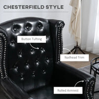 Chesterfield Black style PU Leather Fireside Chair, Button Tufted Accent Chair