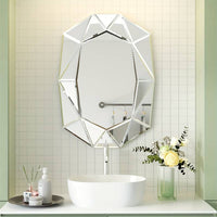 Unique Silver Beveled Edged Glass Wall Mirror Artistic Accent Vanity Mirror for Living Room