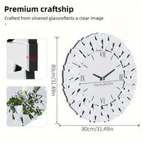 Decorative Mirrored Wall Clock Round Wall-Mounted Mirror Wall Clock With Beveled