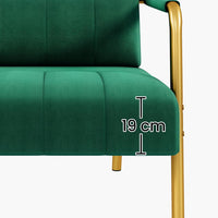 Sofa 2 Seater Modern Sofa Velvet Fabric Loveseat with Gold-tone Metal Arms and Legs for Bedroom