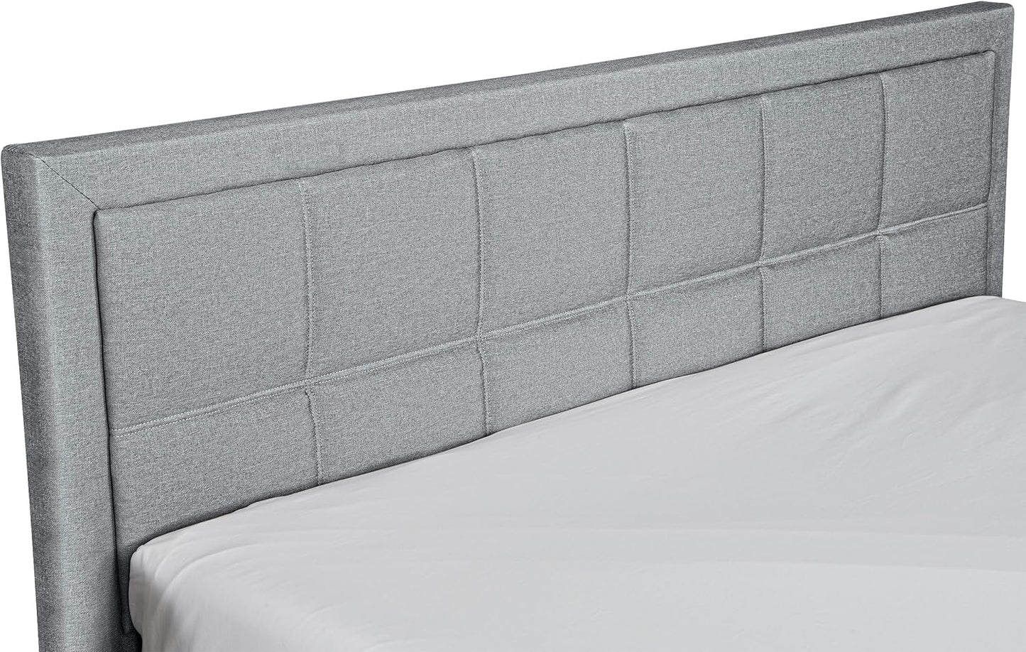 Ottoman Storage Bed Frame Linen Fabric Grey  With Gas Lift End Opening