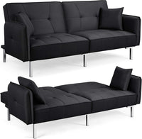 Sofa Bed 3 Seater Sofa Click Clack Sofa Bed Recliner Couch with Adjustable Backrest Modern Fabric Sofas