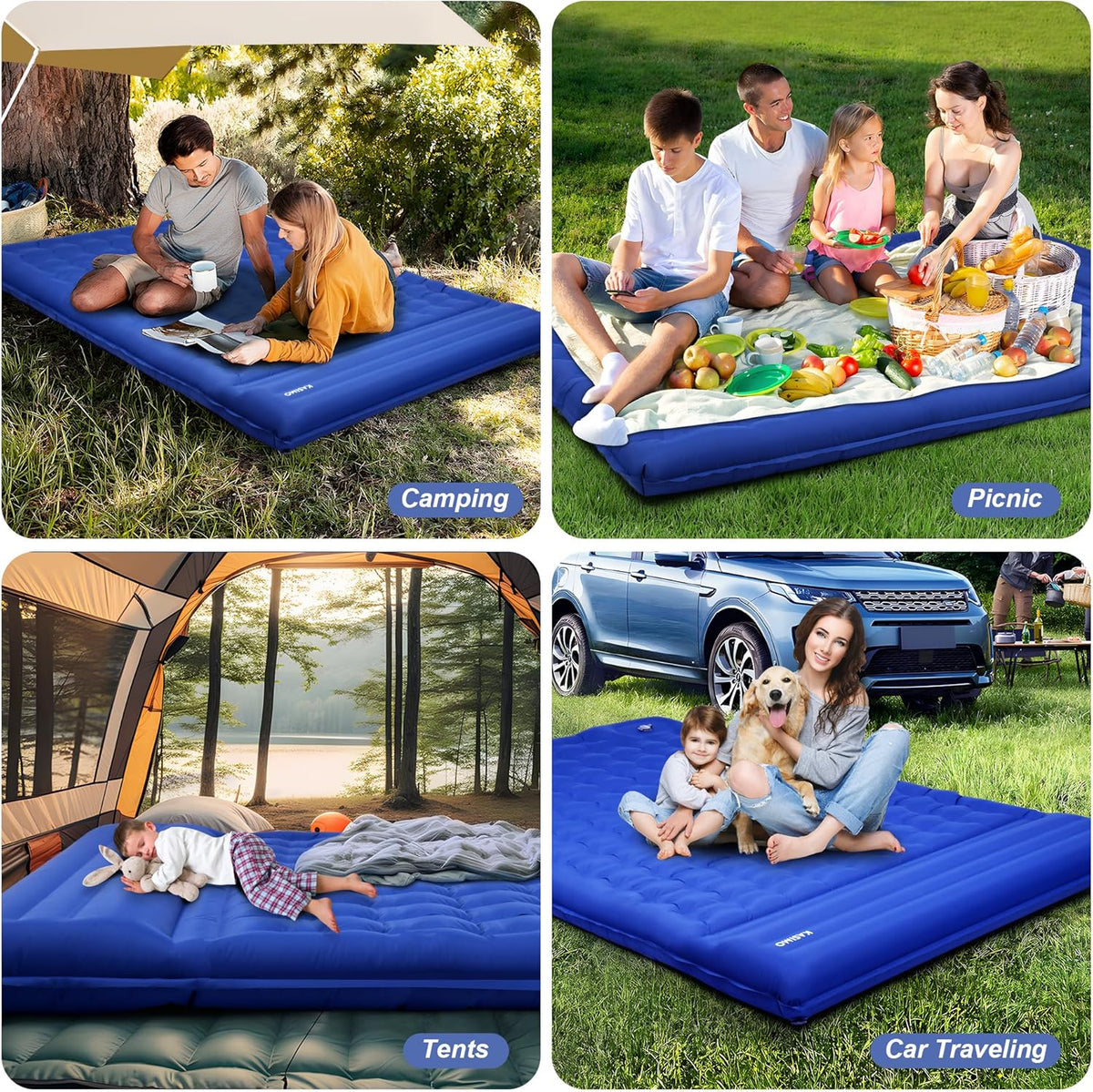 Self Inflatable Bed Air Double Mattress Self-inflating Bed with Built-in Pump & Pillow Com ...