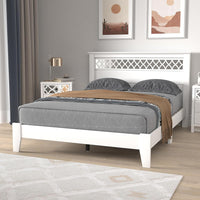 Wooden Double Bed - Dusty Grey Oak Stylish Wooden Bedframe with Headboard