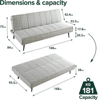 Sofa Quinn Clic Clac Sofa Bed - Sofa Bed 168x96x75 cm - 2-in-1 Folding Sofa Bed