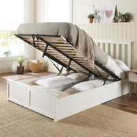 Ottoman White Painted Wood Storage Bed Frame in all Sizes