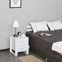 WHITE Bedside Table with 2 Drawers, Bed Side Table for Bedroom, Living Room