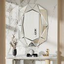 Unique Silver Beveled Edged Glass Wall Mirror Artistic Accent Vanity Mirror for Living Room