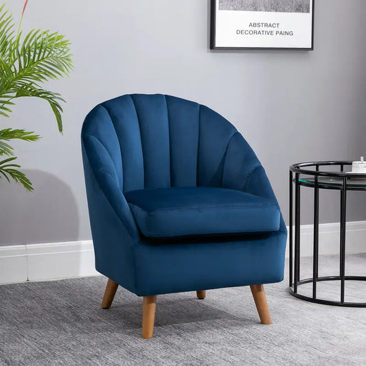 Chesterfield Blue Accent Chair Velvet Fabric Single Sofa Armchair Home Living Room