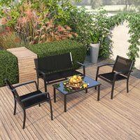 Garden Furniture Set of 4, 4 Seater Textilene Outdoor Patio Furniture Sets