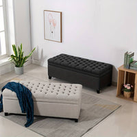 Chesterfield Dark Grey Deep Buttoned Storage Bench Ottoman Footstool Chesterfield