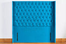 Headboard Winged Chesterfield Floor standing plush velvet fabric 54" / TEAL