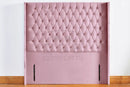 Headboard Winged Chesterfield Floor standing plush velvet fabric 54" / PINK