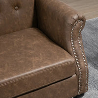 Chesterfield Brown style PU Leather Fireside Chair, Button Tufted Accent Chair