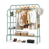 Wardrobe Metal Clothes Rail, Clothes Rack For Bedroom With 2 Rails MINT GREEN