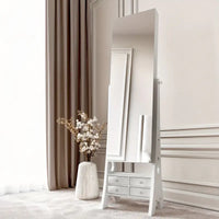 Dressing Table Storage Cabinet With Full Length Mirror, LED Lights - Free Standing